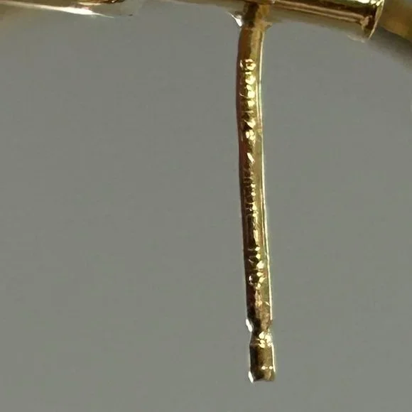 New Signed Milor Bronze Italy Gold Front Drop CIrcle Hoop Pierced Earrings - Picture 6 of 7